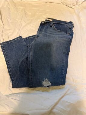 Levi's Mid-Blue Distressed Straight-Leg Jeans